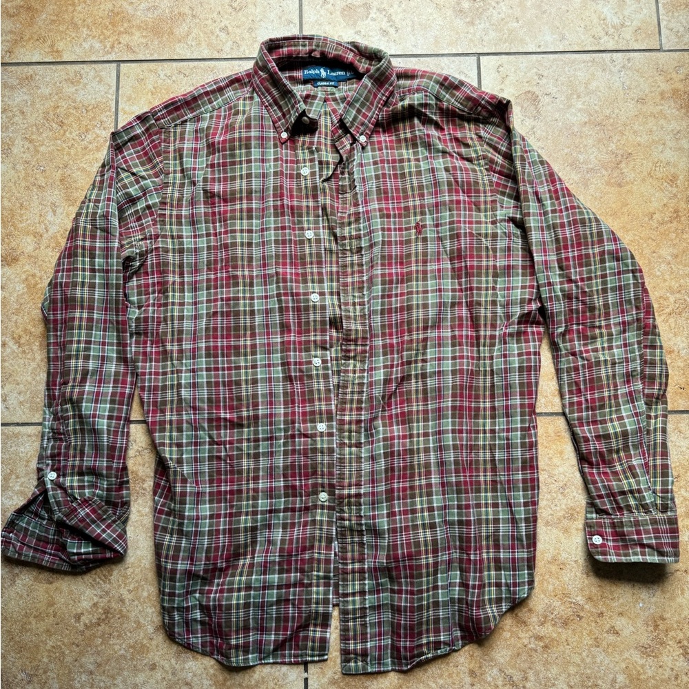 Men's Ralph Lauren Plaid Shirt - Red and Green